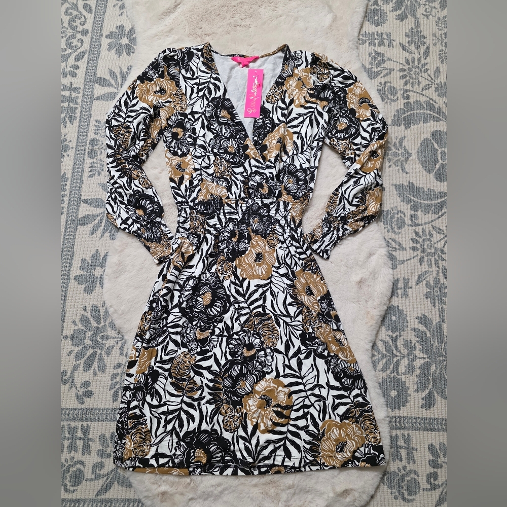 NWT Lilly Pulitzer Talley Long Sleeve Dress Onyx Peony Party XXS